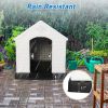 Dog House Outdoor Plastic Weatherproof Kennel House with Elevated Floor, 35.5" L x 37.5" W x 39"H