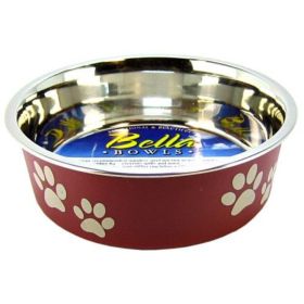 Loving Pets Stainless Steel & Merlot Dish with Rubber Base (Option: Small)