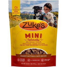 Zukes Mini Naturals Dog Treats (Option: Peanut Butter & Oats Recipe - 1LB)