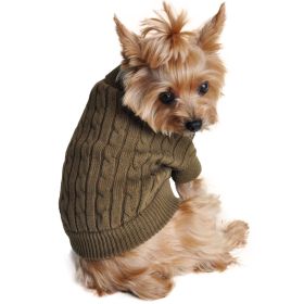 Dog Cable Knit 100% Cotton Sweater (Color: Herb Green, size: 3X-Large)