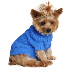 Dog Cable Knit 100% Cotton Sweater (Color: Riverside Blue, size: medium)