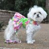 Pink Hawaiian Floral Dog Harness Dress with Matching Leash