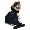 Black Wool  Dog Coat Harness  Fur Collar with Matching Leash